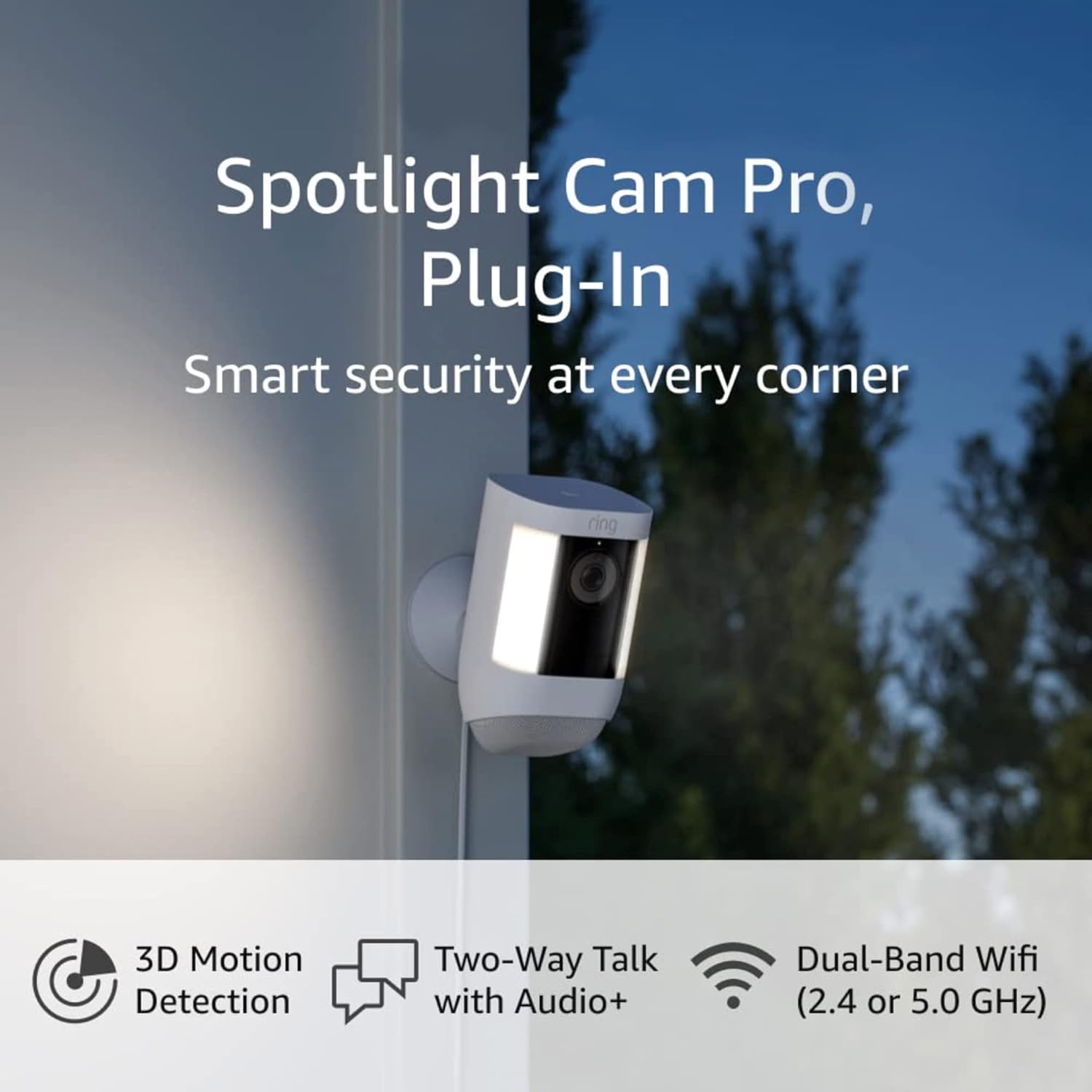 B09DRK9ZJ8 - Ring Spotlight Cam Pro, Plug-In | 3D Motion Detection, Two-Way