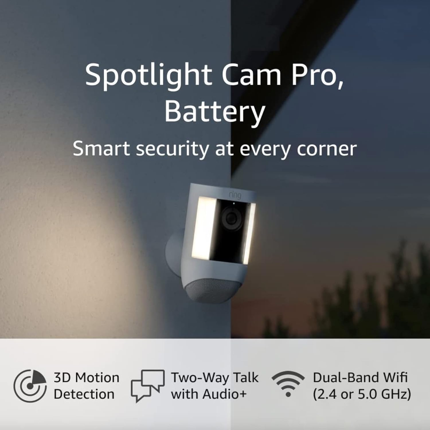 B09DRX62ZV - Ring Spotlight Cam Pro, Battery | 3D Motion Detection, Two-Way