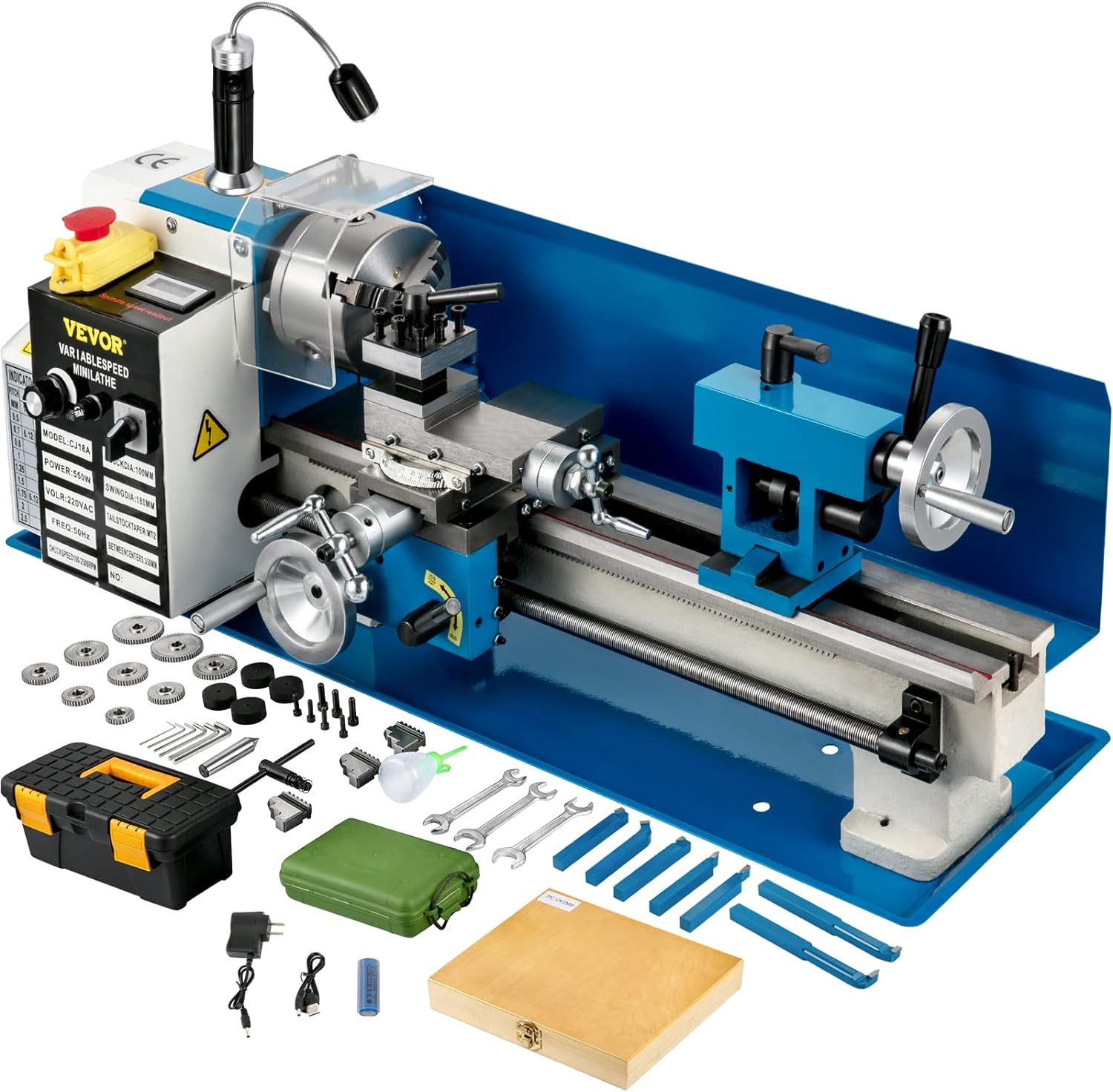 B09FDVMYXS - VEVOR Mini Metal Lathe, 7"x14" Benchtop Metal Lathe, 550W Variable