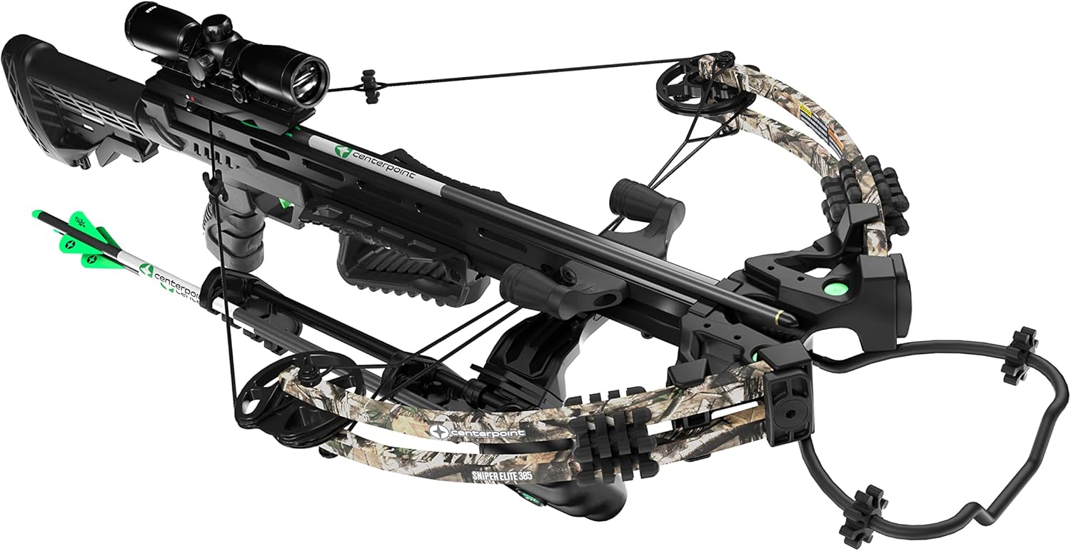 B09M7PF3BC - CenterPoint Archery Sniper Elite 385 Crossbow Package C0004 With 4x32mm