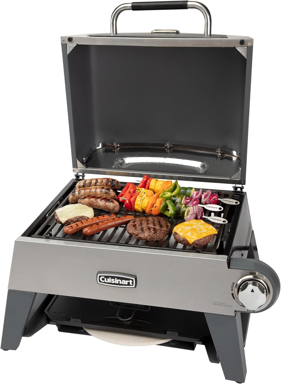 B09MYF3BXW - Cuisinart CGG-403 3-in-1 Grill, Griddle and Pizza Oven, Stainless Steel