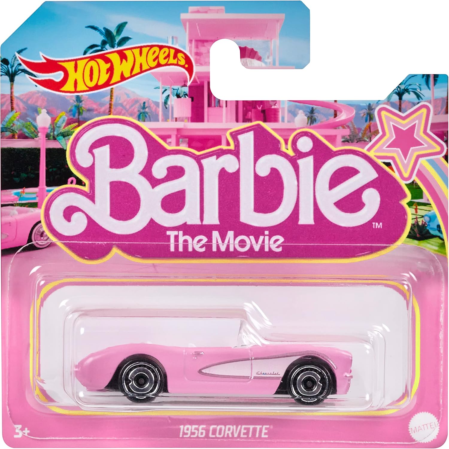 B0C3MRX48N - Hot Wheels 2023 Barbie 1956 Corvette Barbie The Movie, Pink