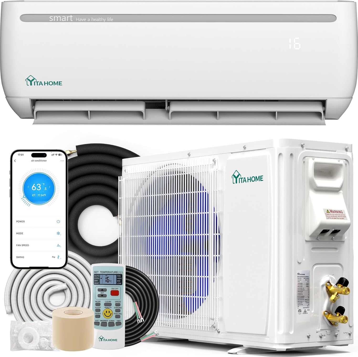 B0CS33DV6F - YITAHOME 12000 BTU Mini Split Air Conditioner Heat Pump System,