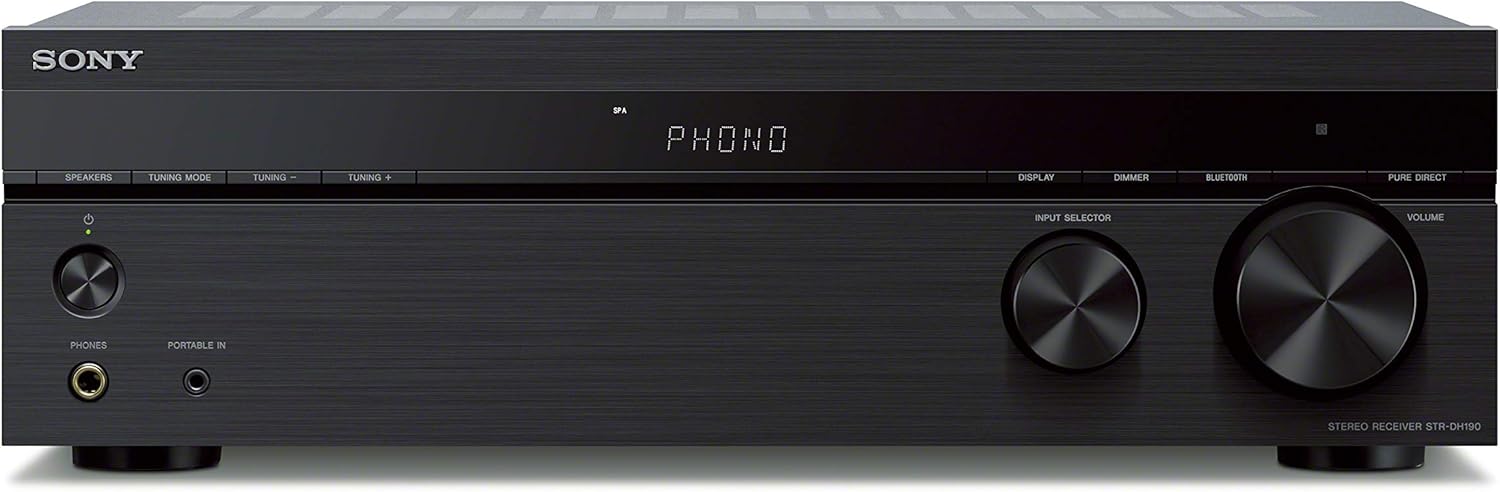 B078WFDR8D - Sony STRDH190 2-ch Home Stereo Receiver with Phono Inputs &
