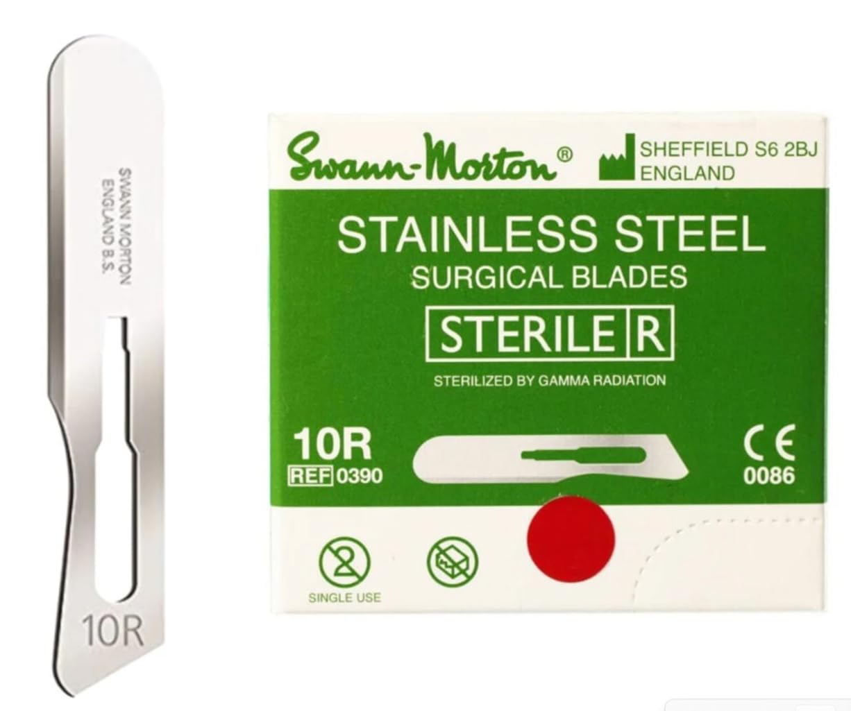 B07HKC1J8Q - Swann-Morton #10R Sterile Surgical Blades, Stainless Steel [Individually Packed, Box