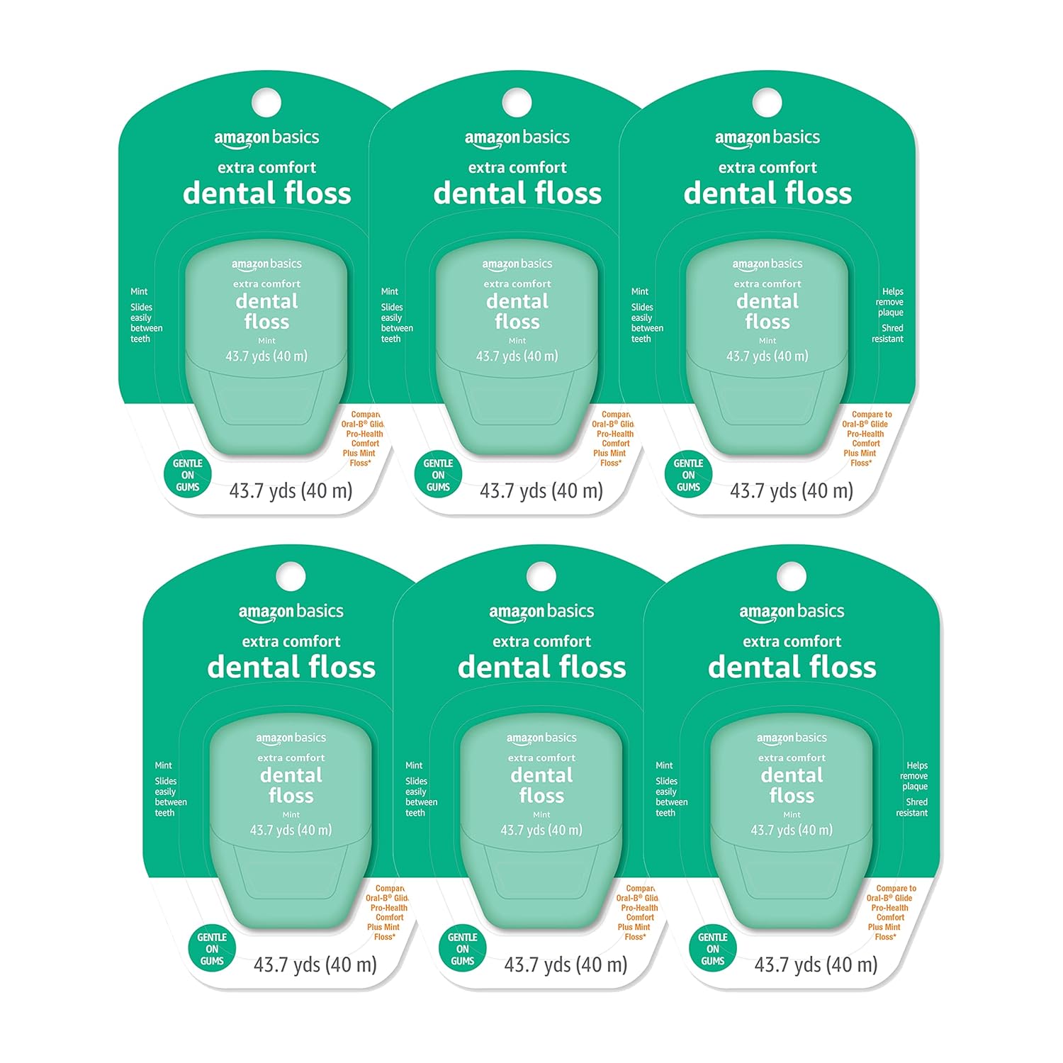 B08QWYC3MG - Amazon Basics Extra Comfort Mint Dental Floss, 40 m (Pack