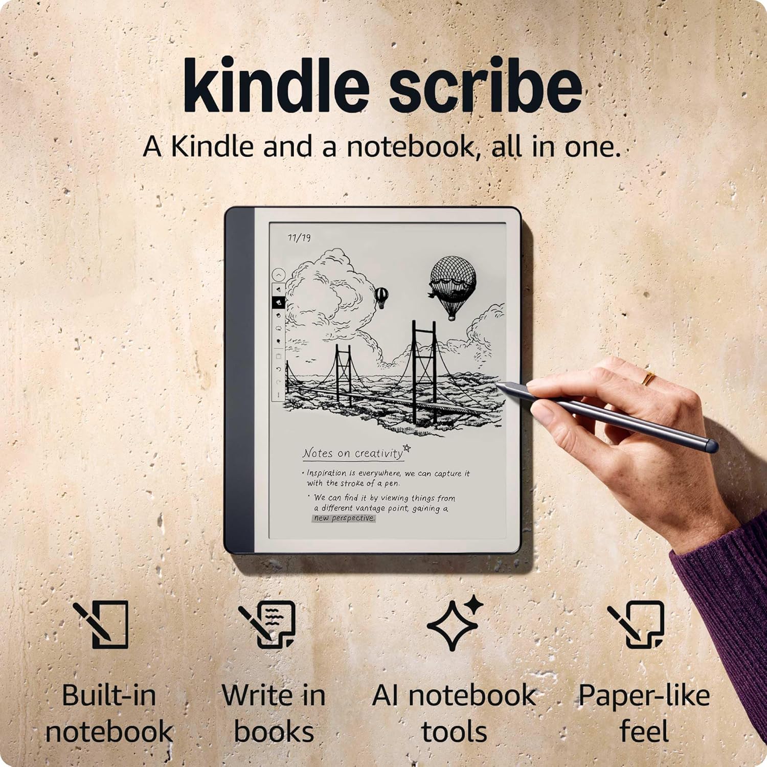 B0CZ9VFQ2P - Amazon Kindle Scribe (16GB) - Redesigned display with uniform borders.