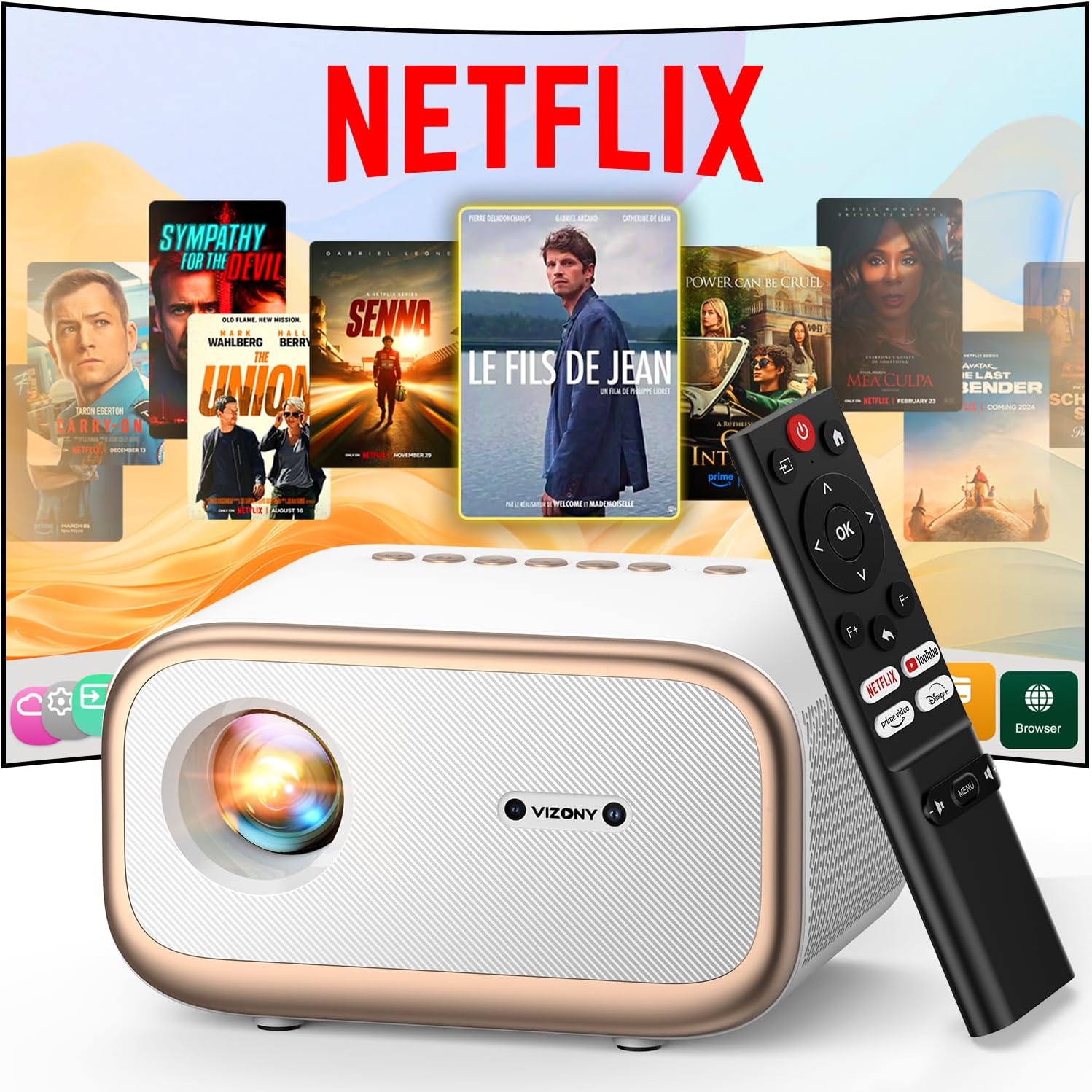 B0DN6CKXP3 - E1 Pro Netflix-Certified Smart Projector, 550 ANSI Lumens, WiFi Bluetooth,
