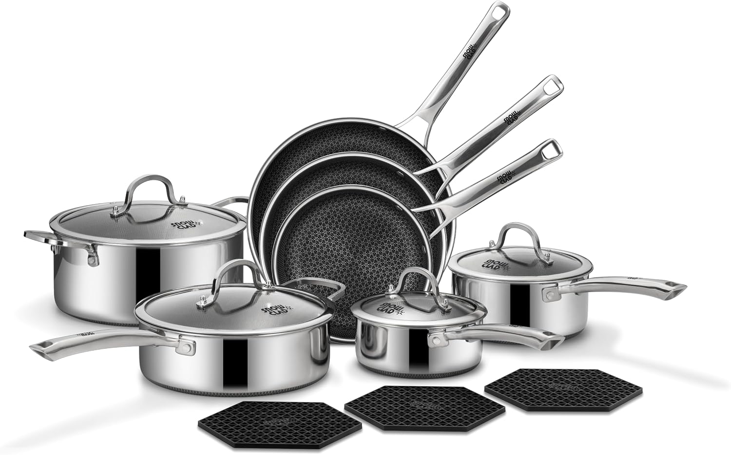 B0DT4559X1 - SNOWCLAD Pots and Pans Set Non Stick, 14 Pcs Hybrid