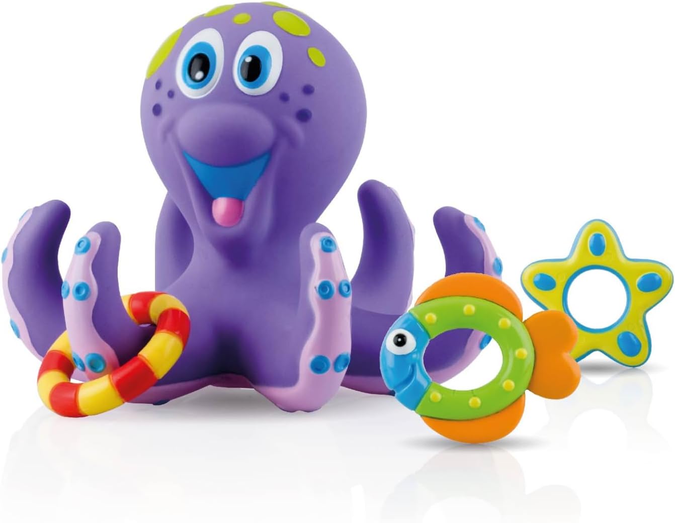 B083ZZSGLR - Nuby Floating Octopus Bath or Pool Toy with 3 Tossing