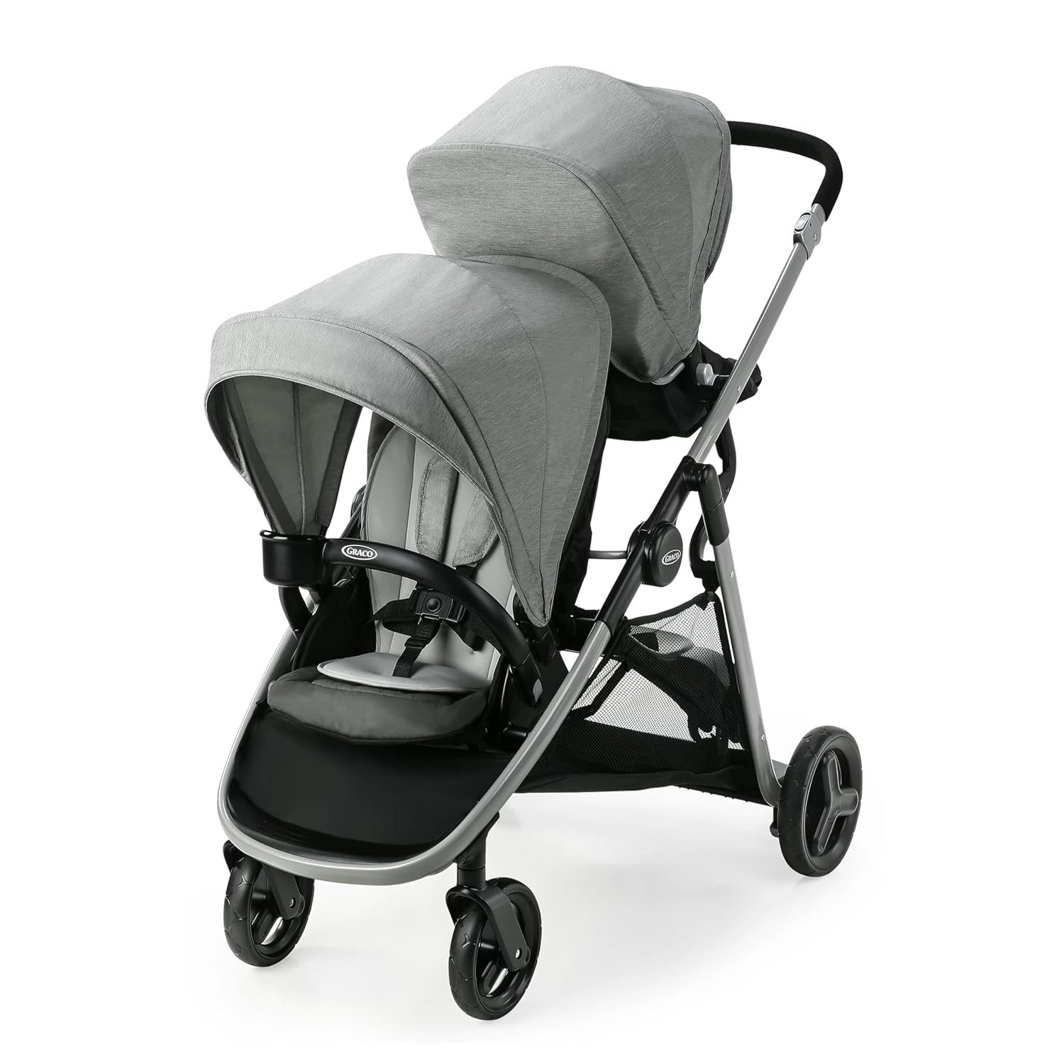 B08K2YFNDW - Graco Ready2Grow LX 2.0 Double Stroller Features Bench Seat and