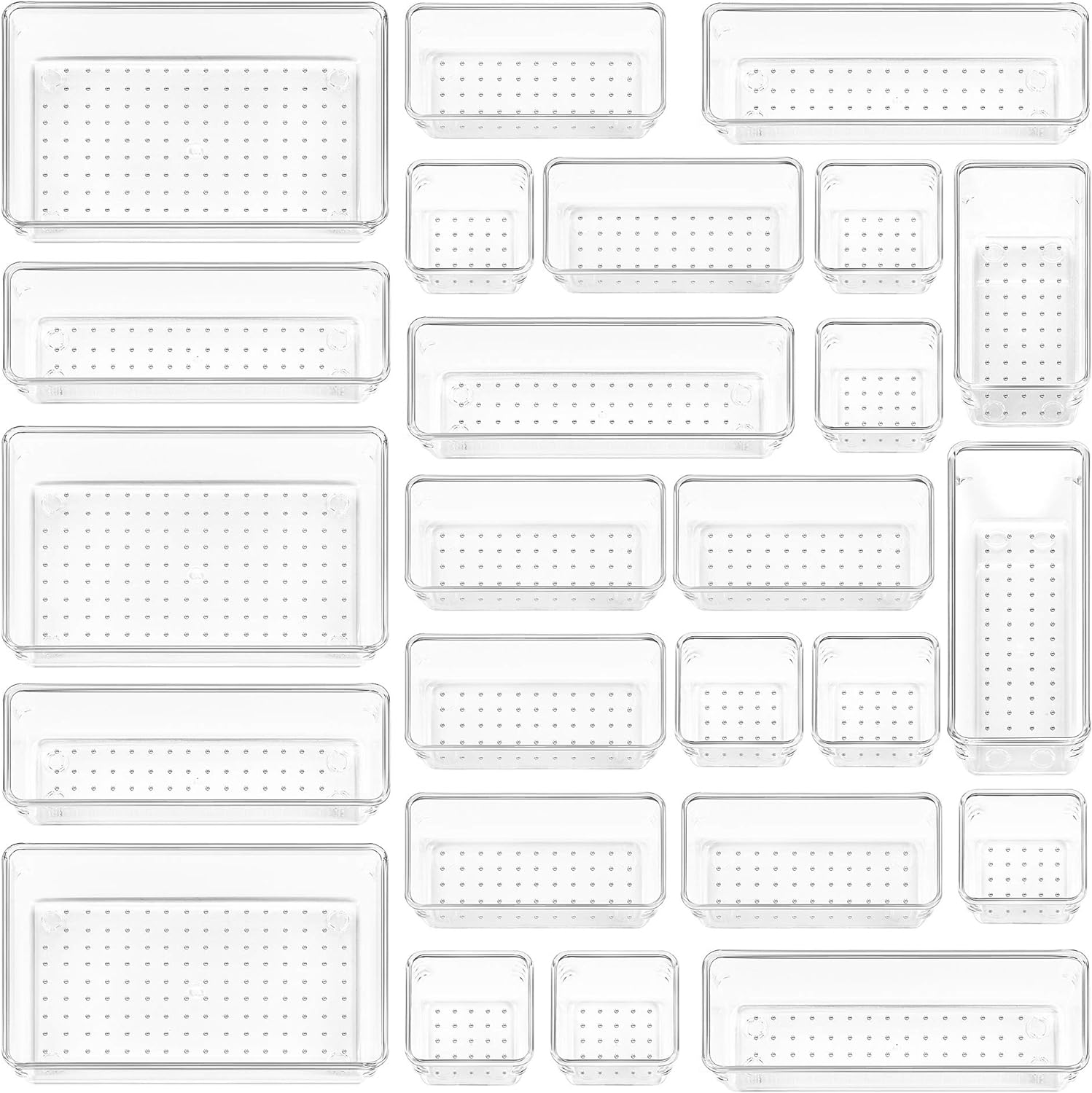 B08KXKVT4K - Vtopmart 25 PCS Clear Plastic Drawer Organizers Set, 4-Size Versatile