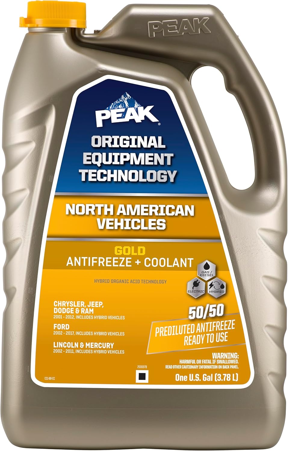 B08PC99L2D - PEAK OET Extended Life Gold 50/50 Prediluted Antifreeze/Coolant for North