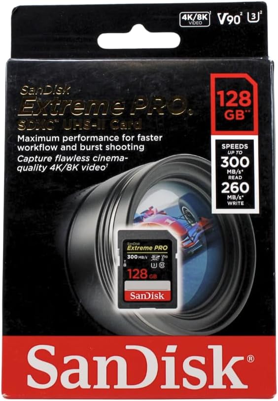 B08YF7PB14 - SanDisk 128GB Extreme PRO SDXC UHS-II Memory Card - C10,
