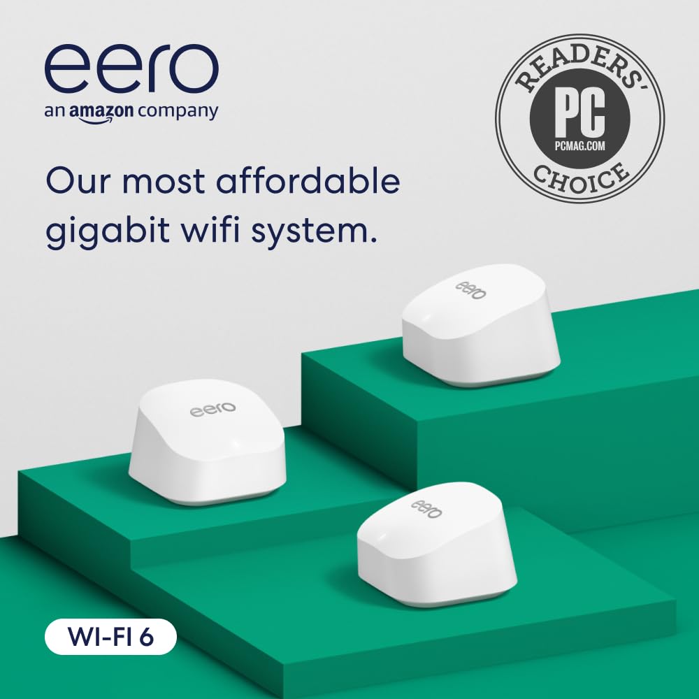 B08ZK2BHP2 - Amazon eero 6+ mesh wifi system - Supports internet plans