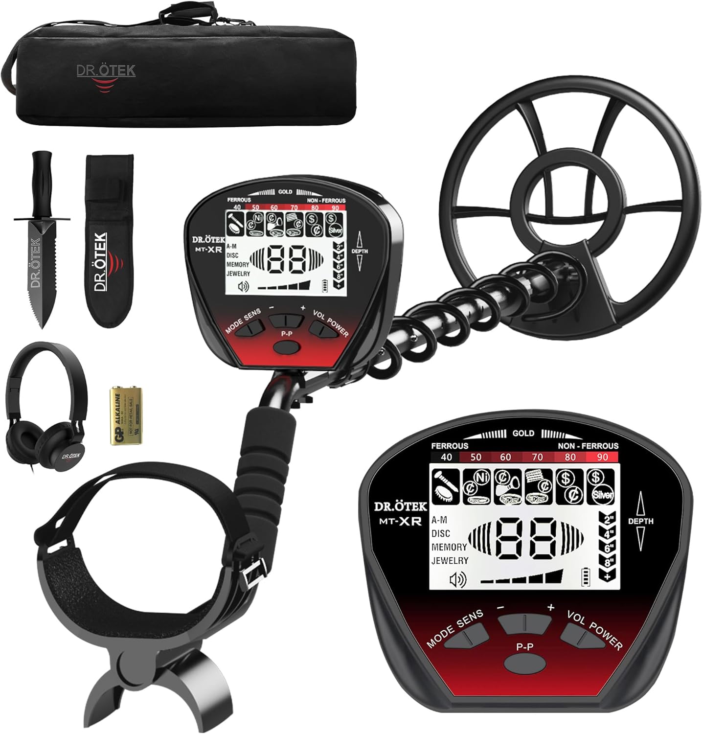 B08ZY3TJLC - DR.ÖTEK Metal Detector for Adults Professional, Pinpoint Metal Detector Waterproof