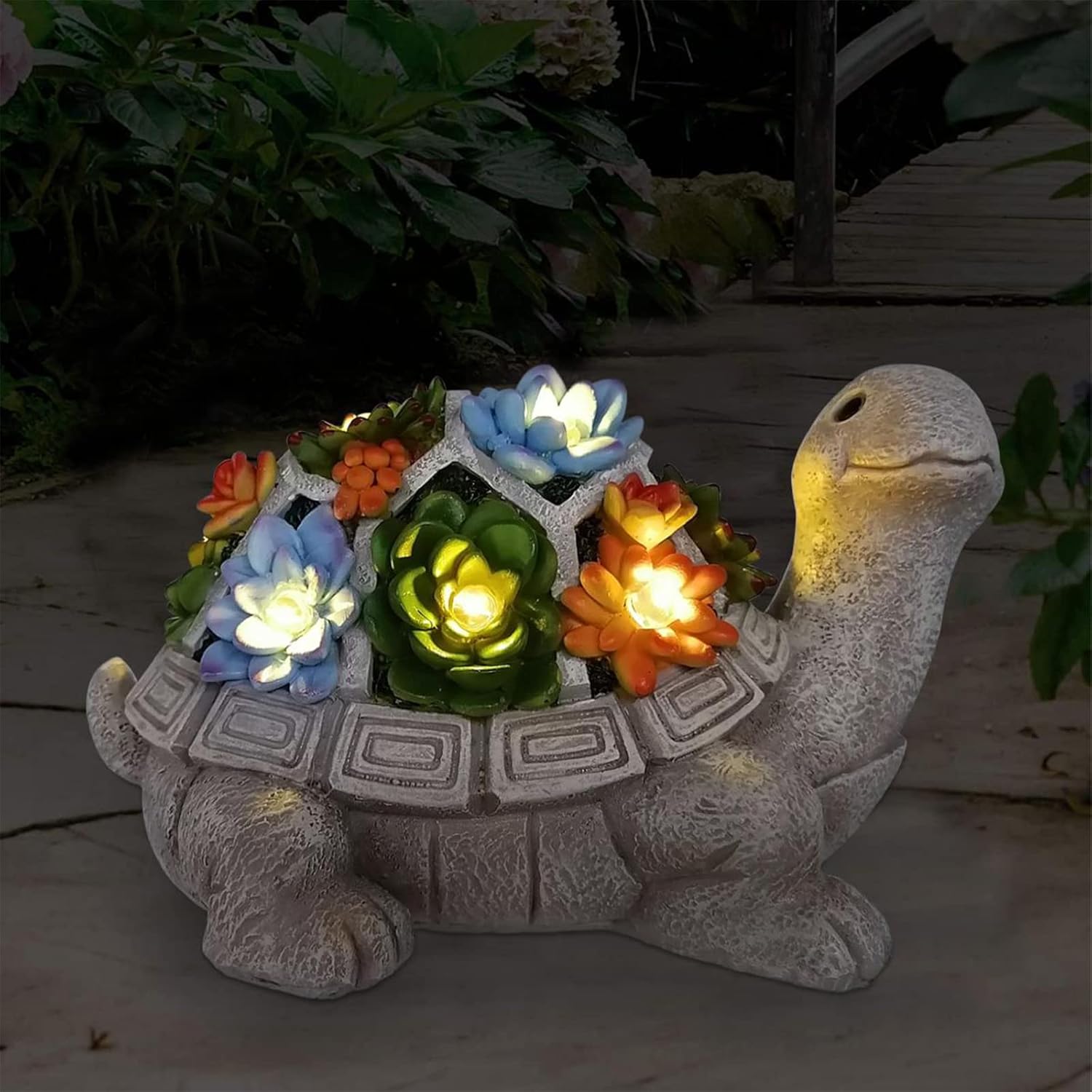 B091ZFL4X5 - Nacome Solar Garden Outdoor Statues Turtle with Succulent and 7