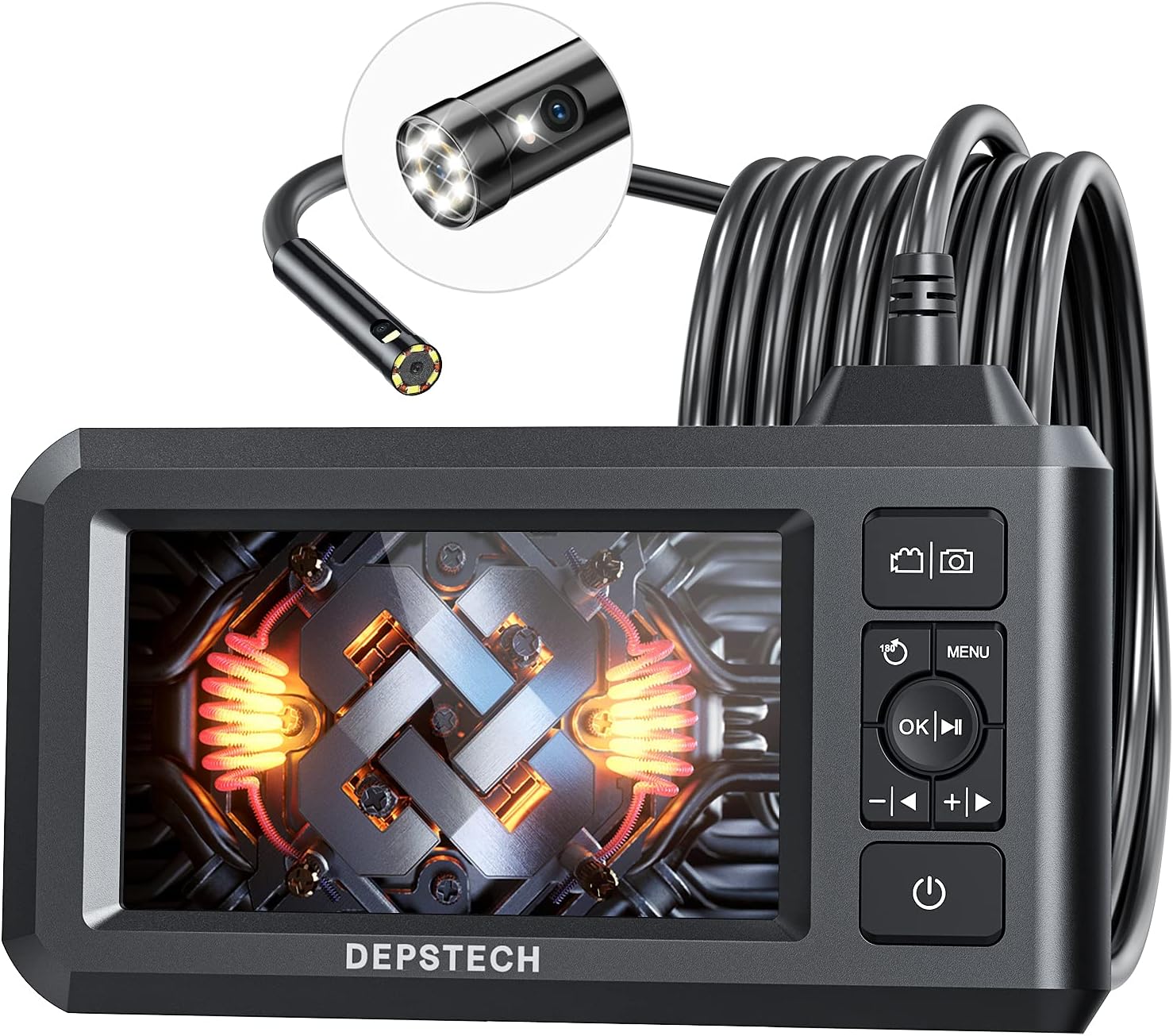 B0928Q3T42 - DEPSTECH Dual Lens Industrial Endoscope, 1080P Digital Borescope Inspection Camera,