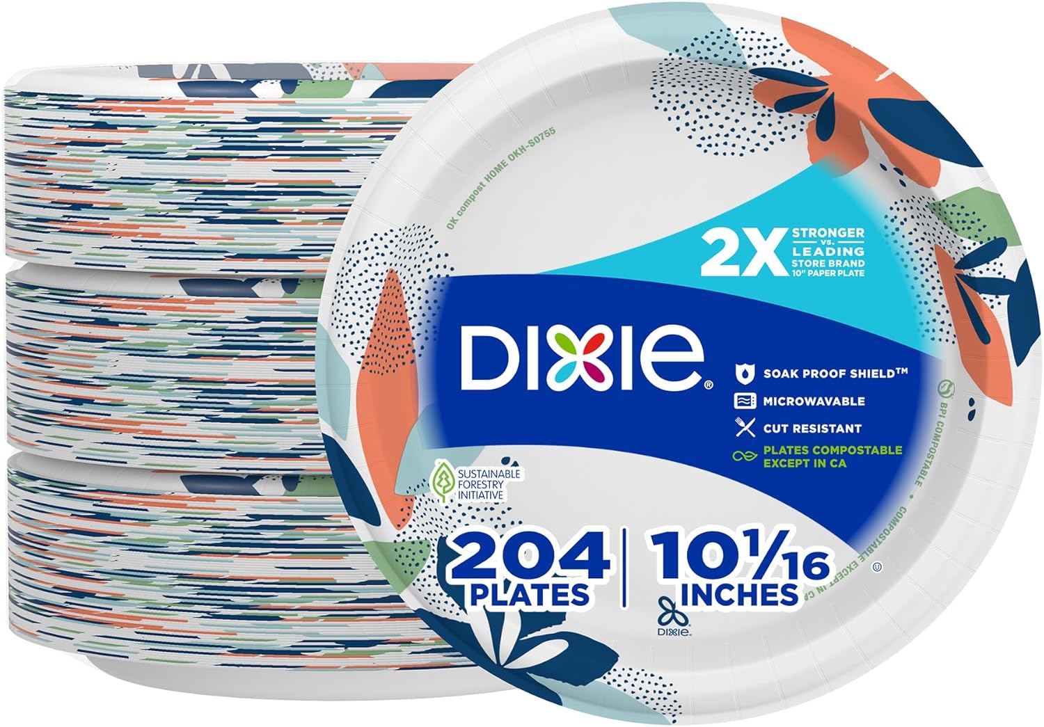 B09RSC2JT3 - Dixie Large Paper Plates, 10 Inch, 204 Count, 2X Stronger*,