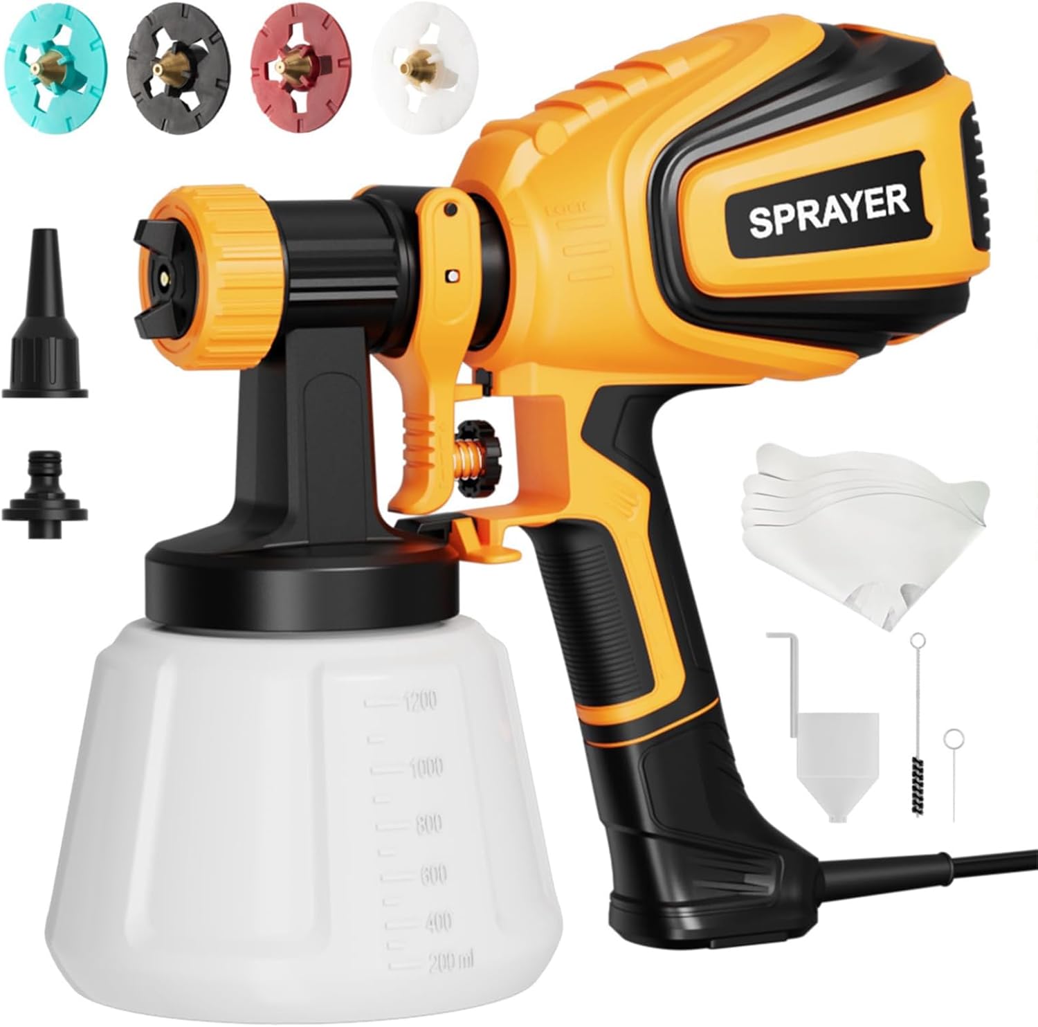 B0BJ2JYPGG - Paint Sprayer, 700W HVLP Spray Gun with Cleaning & Blowing