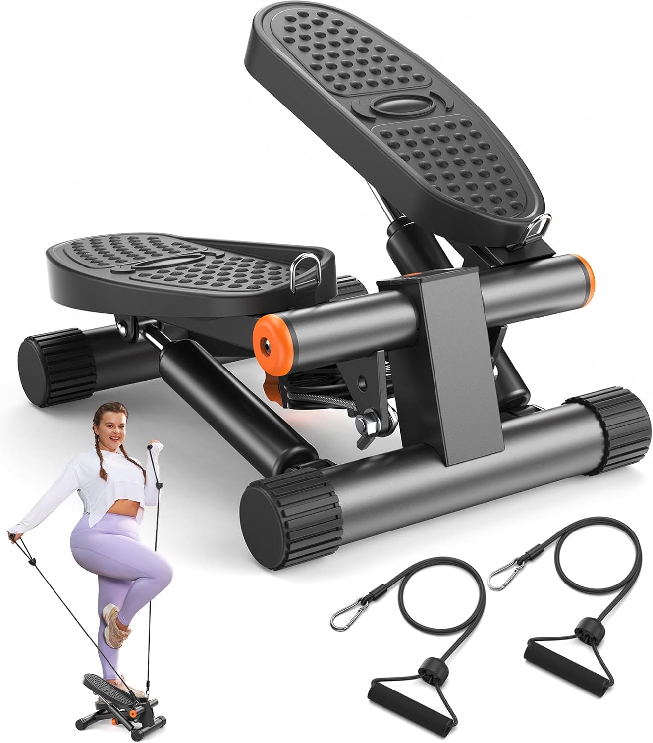 B0BNJZL4LP - Niceday Steppers for Exercise, Mini Stair Stepper with Resistance Bands