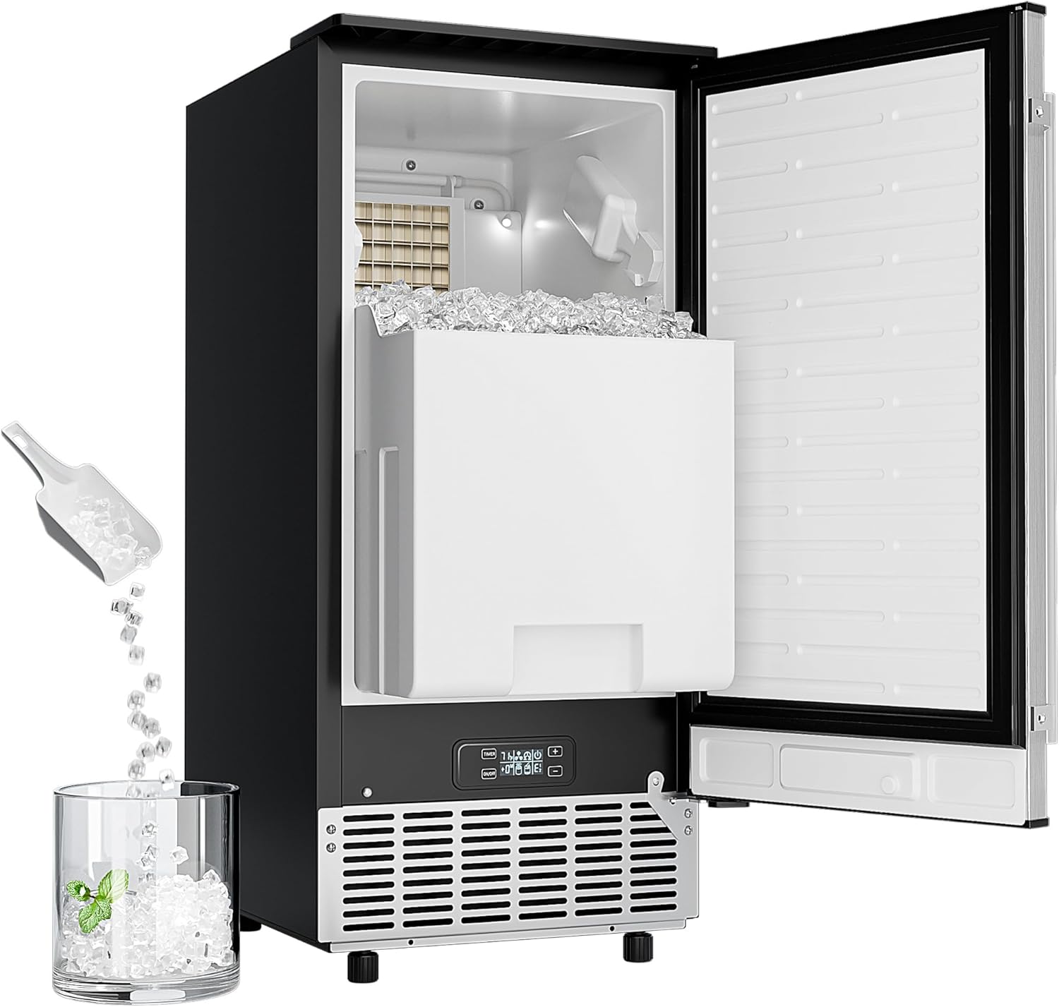 B0C32QD5ZP - EUHOMY Commercial Under Counter Ice Maker Machine, 80 Lb/Day Auto-Cleaning