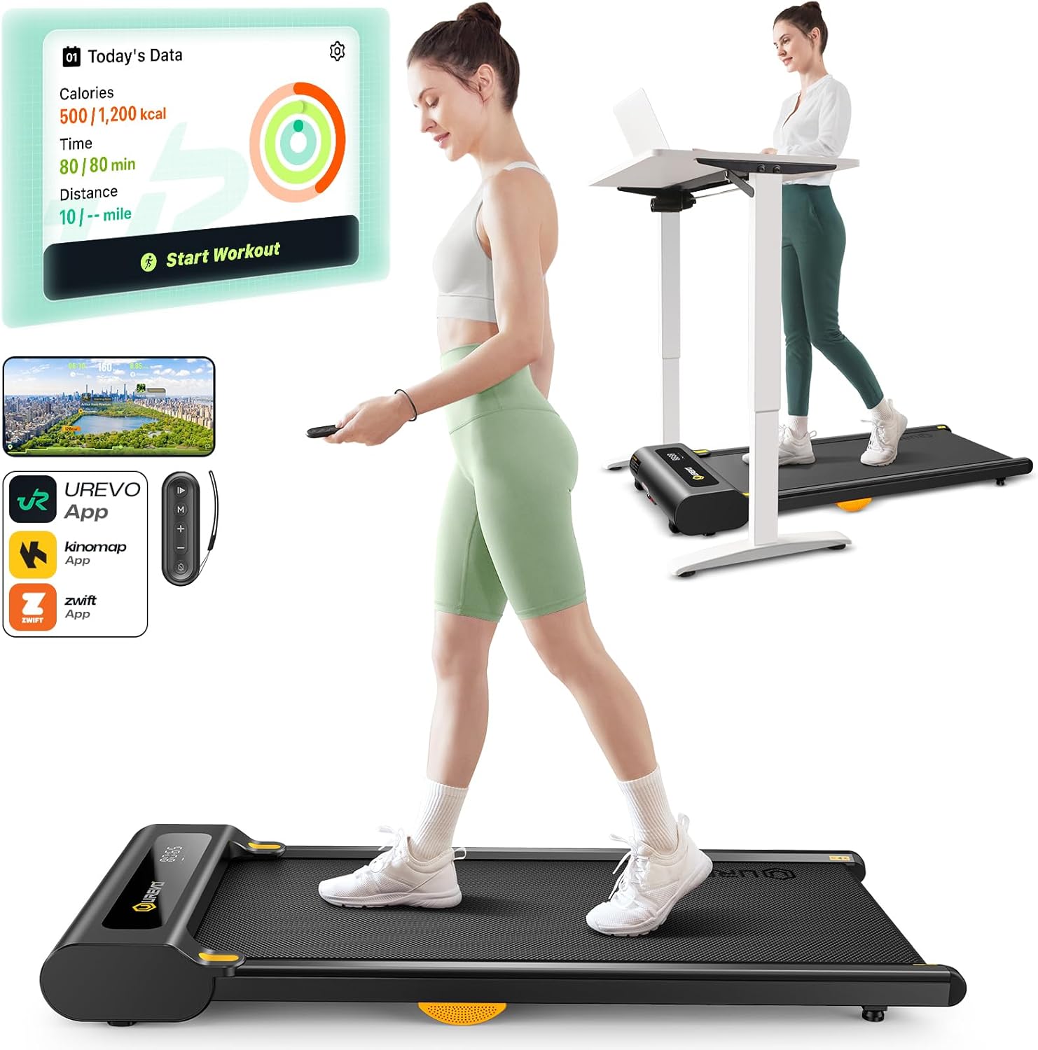 B0C5R2P12S - UREVO Walking Pad, Under Desk Treadmill for Home/Office, Portable Walking