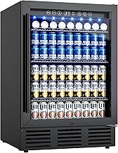 24 Inch Beverage Refrigerator, 180 Cans Under Counter Beverage Fridge with Glass Door, LED Light, - B0F8NBNCFF