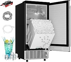 EUHOMY Commercial Under Counter Ice Maker Machine, 100 Lb/Day Auto-Cleaning & 24H Timer,Drain Pump, Stainless - B0FDKN92KY