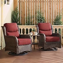HILLGA Luxury Patio Furniture Set with 6-inch Thick Cushion, Outdoor High Back Swivel Rocker Patio - B0DRGFNN8W