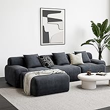 LIKIMIO 118" Modern L-Shaped Modular Sectional Sofa for Living Room, Corduroy Upholstery Charcoal Blue, Oversized - B0FM49H9PM
