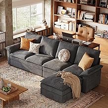 LINSY HOME Modular Sectional Couches, 115" L Shaped Cloud Sofa with Removable Ottoman, Chenille 4-Seat - B0FNKFZMTV