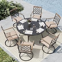 MFSTUDIO 7 PCS Patio Dining Set Including 54“ Heavy Duty Round Table and 6 Metal - B0D72XK564