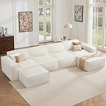 Pipishell Modular Sofa, Cloud Couch with Deep Seat, Movable Ottoman, Hight Back Plush Corduroy Upholstered - B0FNWQJYJR