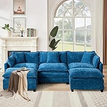SoarFlash 107.4" Chenille Sectional Sofa, Comfy U Shaped Modular Coush Sofa with Ottoman, Modern 4 - B0FL7HB4L9