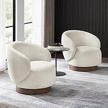Swivel Accent Chair Round Barrel Armchair Upholstered Performance Fabric for Living Room Bedroom Waitingroom,2 Box,Cream - B0FNRBHXL8