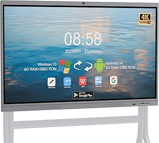 55'' Interactive Smart Board, 8+128 GB Electronic Digital Whiteboard Built-in Android 14&window10, 4K Touchscreen Smartboard - B0F93Q4CSR