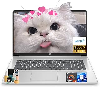 HP 17.3inch FHD Laptop Computer - AMD Ryzen 5 7430U Processor, 250 Nits IPS Display, - B0FW51GMNV