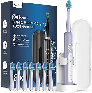 Sonic Electric Toothbrush for Adults and Kids - Sonic Toothbrushes with 8 Tooth Brush Replacement - B0CD44TN93