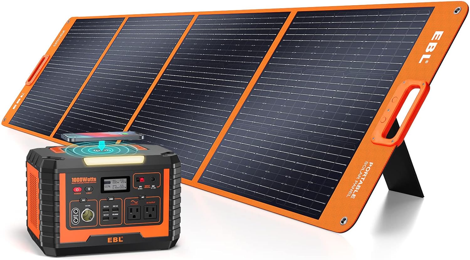 EBL 1000W Solar Generator with 200W Portable Solar Panel, Power - B0CMQ8PPPX