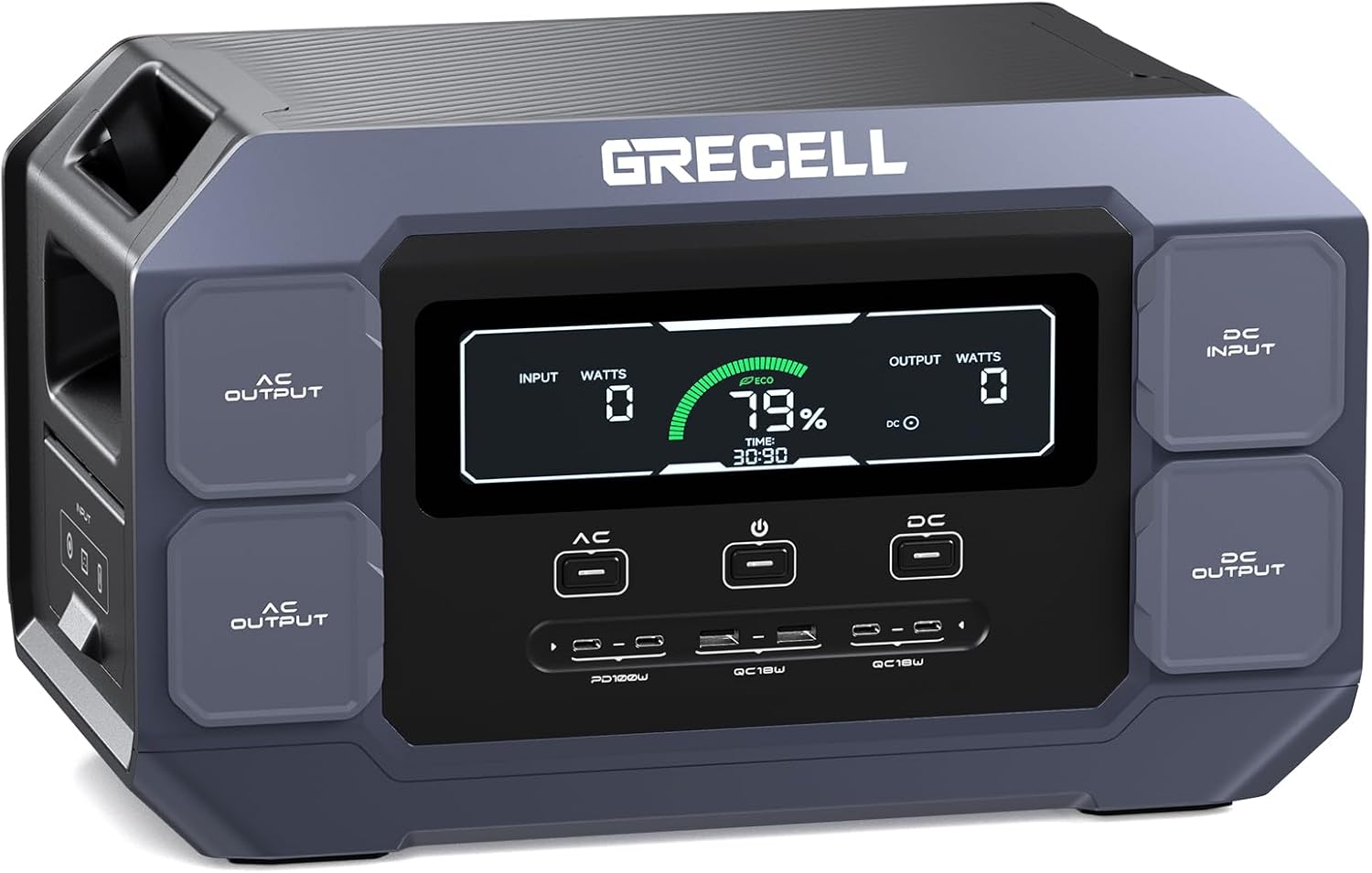 GRECELL Solar Generator 2200W Portable Power Station 1126Wh (4800W Peak), - B0CDPMV9XF