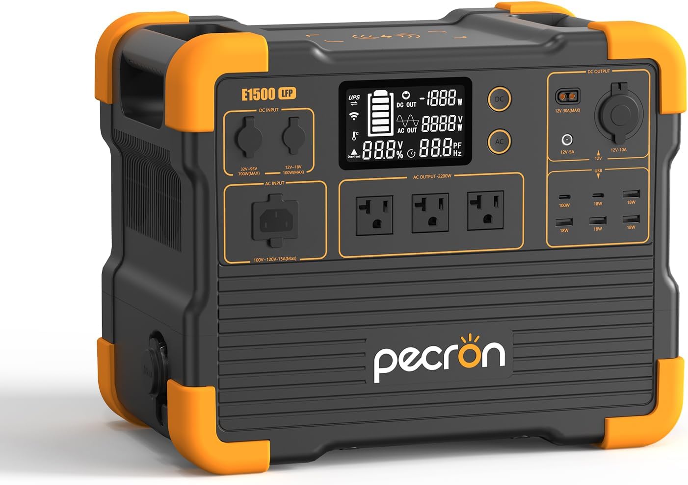 pecron Portable Power Station, E1500LFP Solar Generator 1536Wh, 2200W LiFePO4 - B0CKWTHM8K