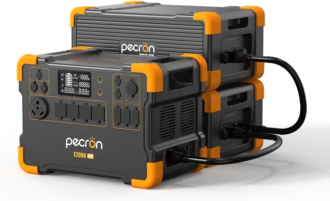 pecron Portable Power Station E2000LFP Expandable 8604Wh with 2xEB3000-24V External - B0CR47WFTY