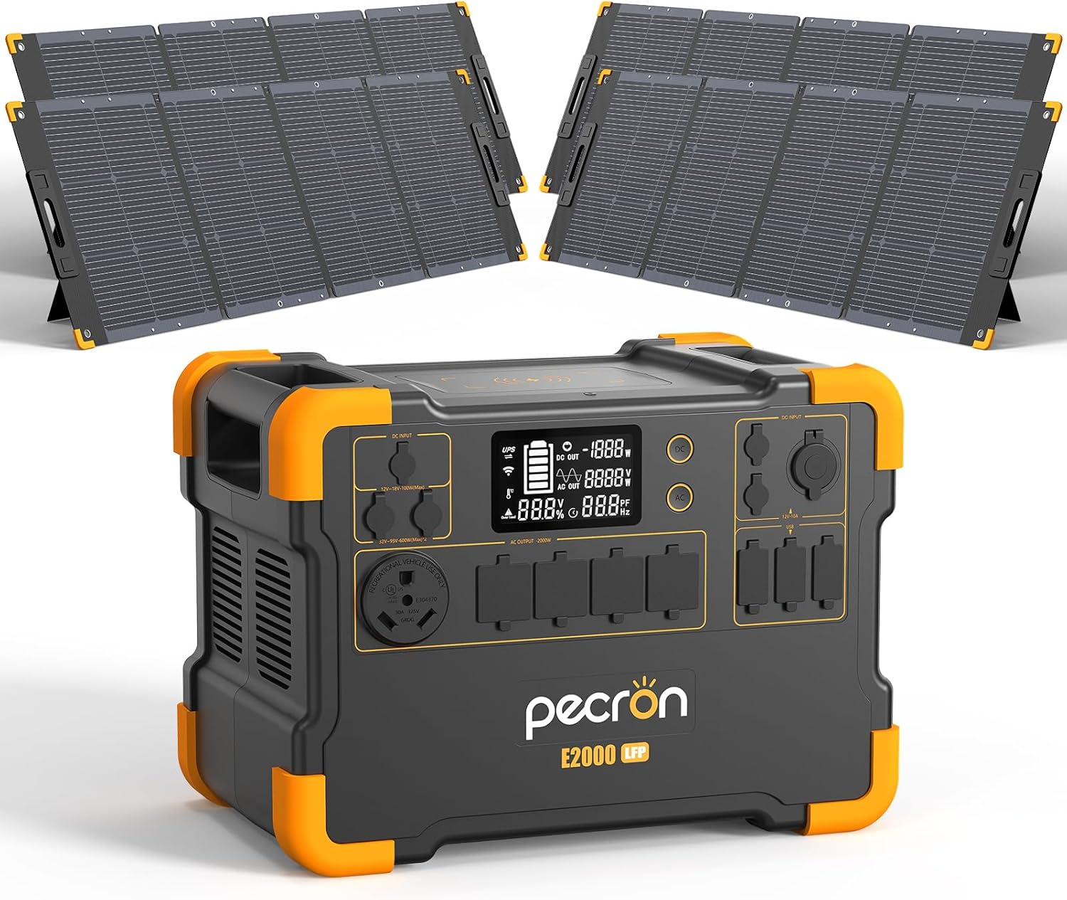 pecron Solar Generator 1920Wh E2000LFP Portable Power Station with 4X200W - B0CMTGKWRH
