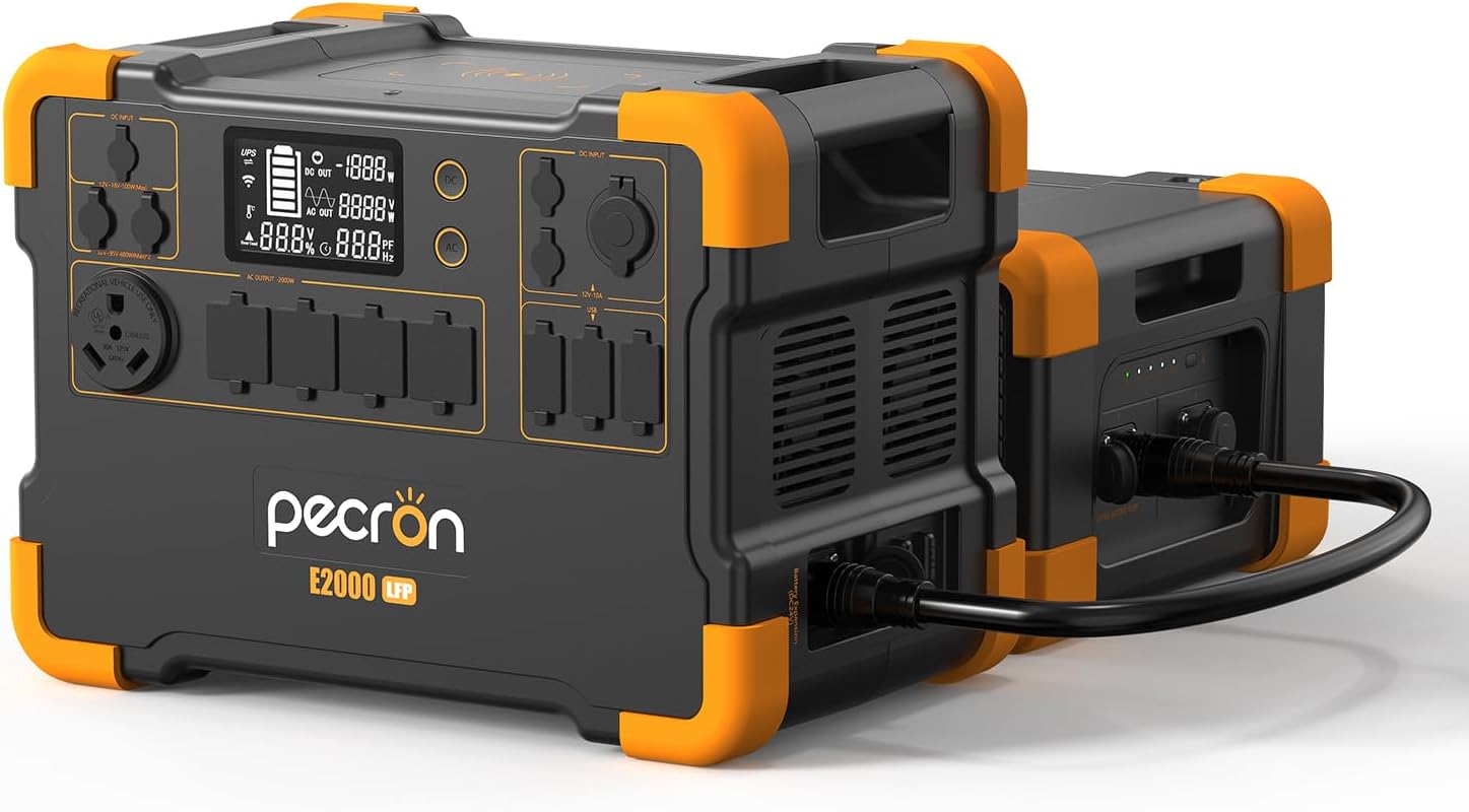 pecron Solar Generator E2000LFP with 3072Wh Extra Battery, Expandable to - B0CRRPDWBZ