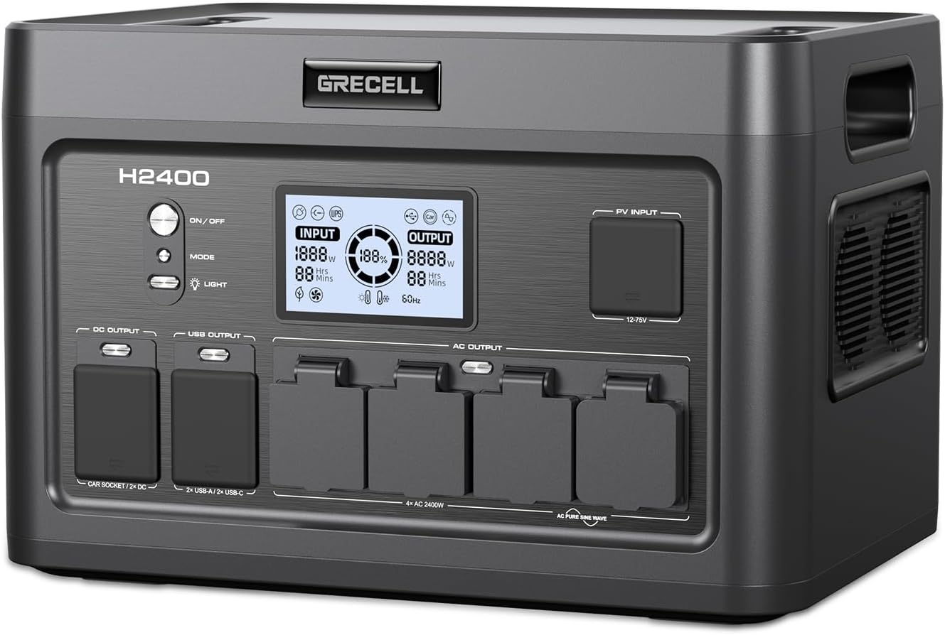 Portable Power Station 2400W, 1843Wh LiFePO4 Solar Generator UPS Home - B0C3H2MQZT