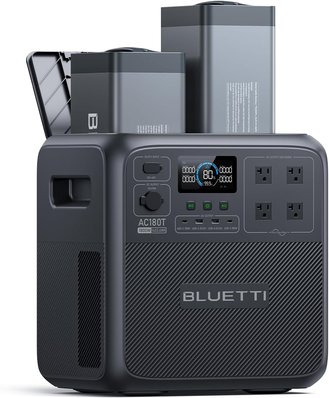 BLUETTI Pioneer MD (AC180T) Portable Power Station, 1432Wh Solar Generator - B0D1KJ1S1Y