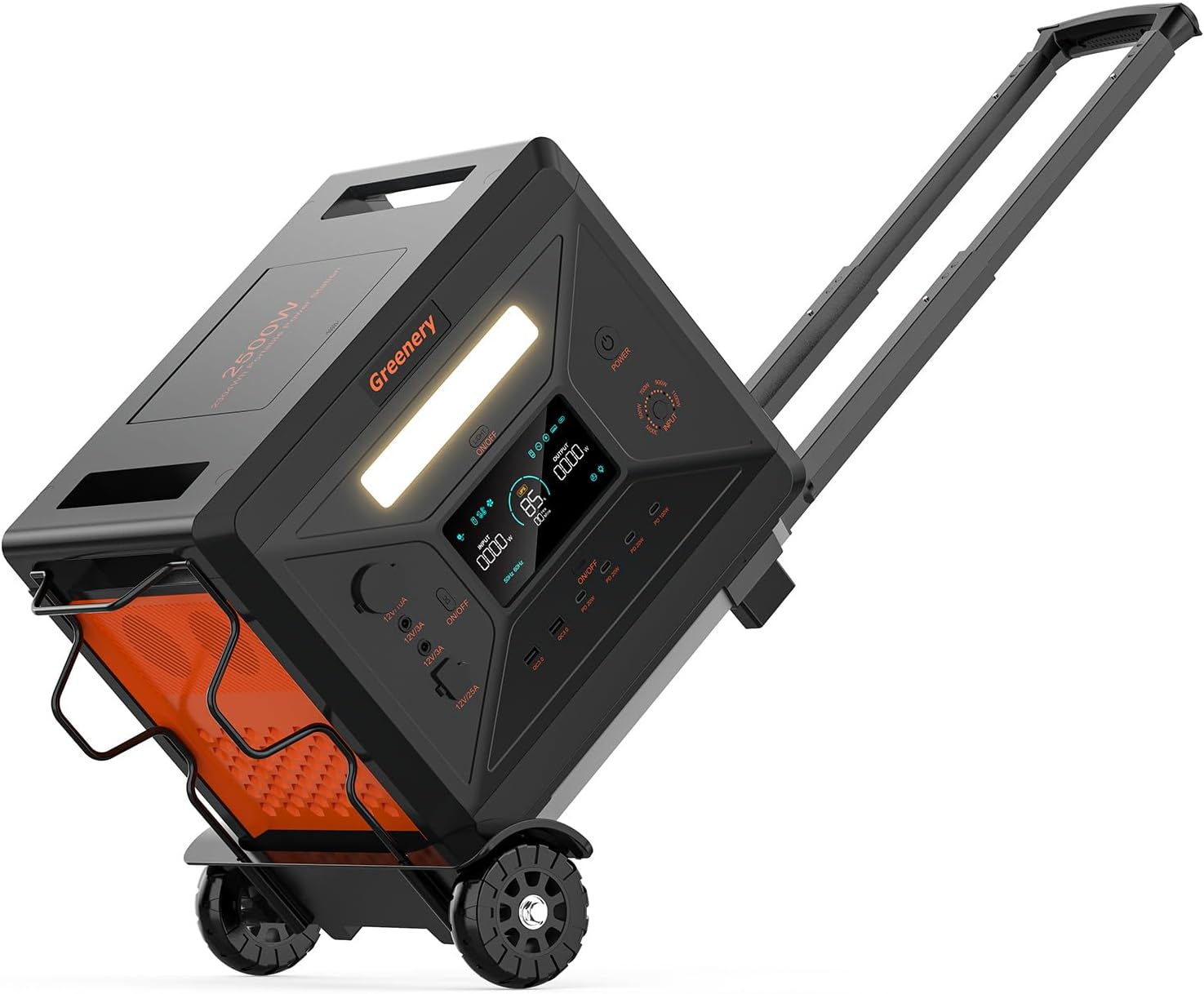 Greenery 2500W/2304Wh Portable Power Station with Foldable Cart, 1.5Hrs Fast - B0DCBZGQHV