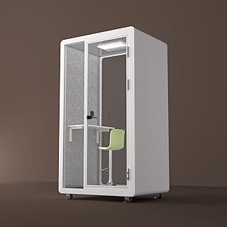Mobile Solo Office Pod Booth, 45 dB Quiet Booth with Fresh Air System, Acoustic Walls, - B0G56BVPJ9