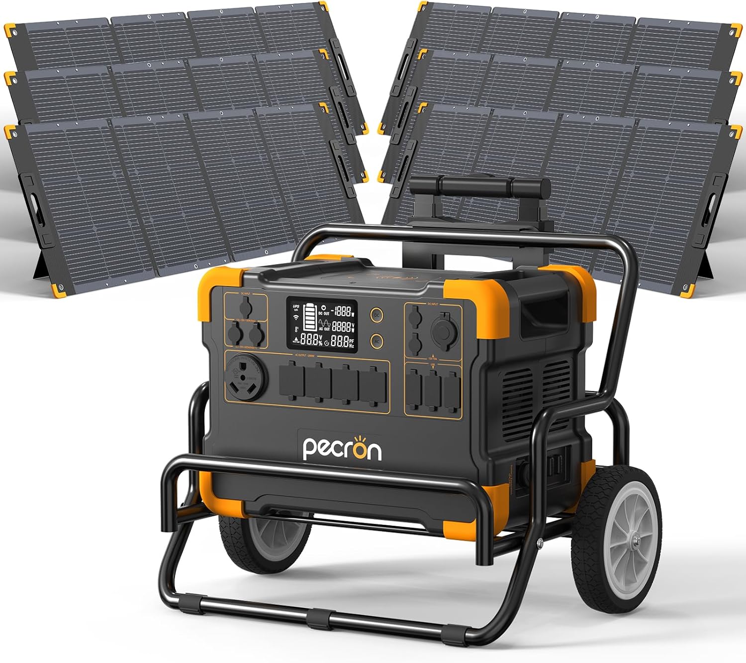 pecron Power Station E2000LFP with 6x200W Solar Panels Trolley Kit, - B0DNDWTCY3